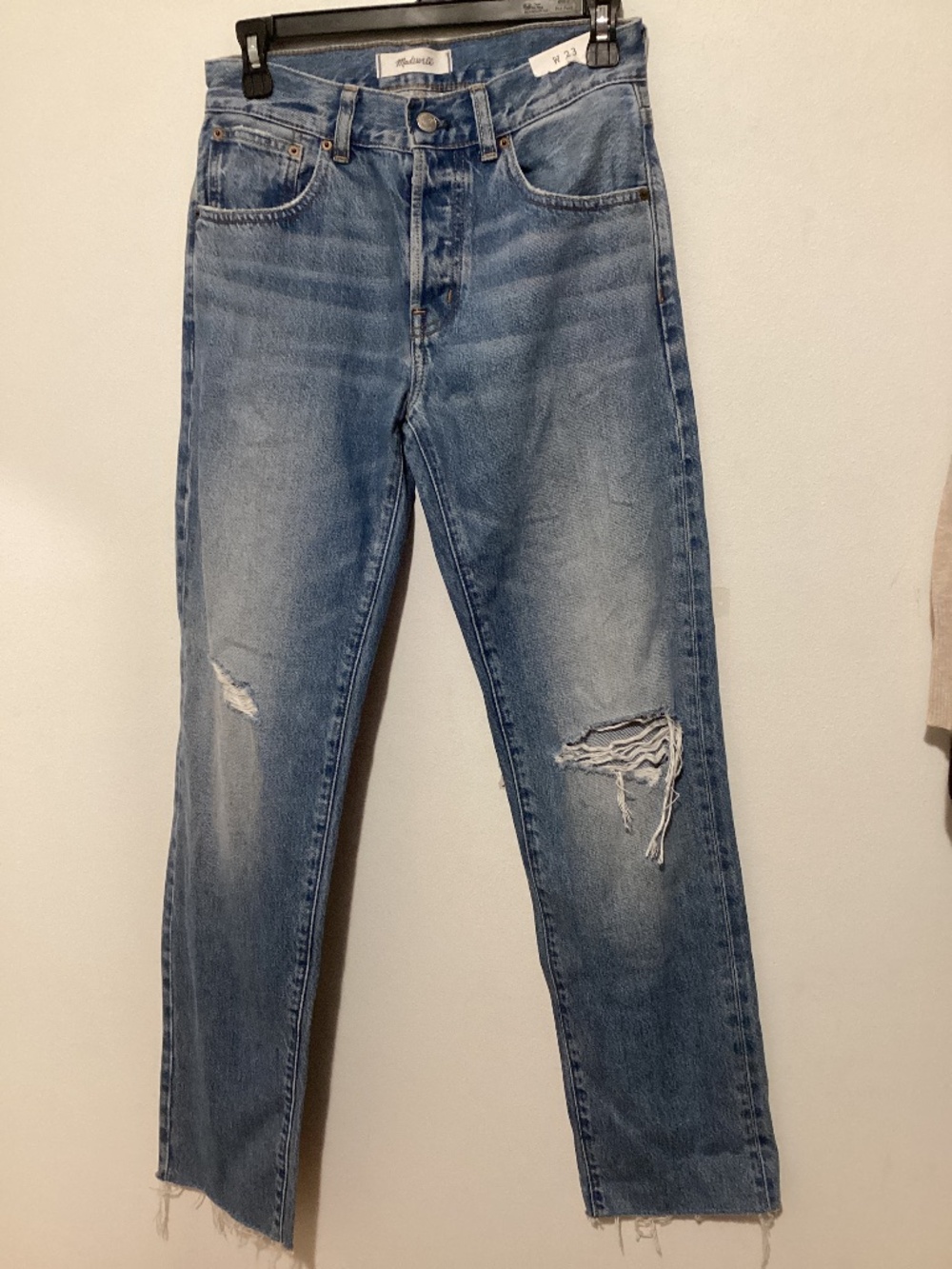 Madewell Dean Easy Straight Raw Hems Distressed Jeans 23 NWT NEW  New with tags